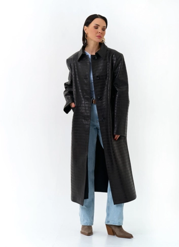 Женский плащ из натуральной кожи 