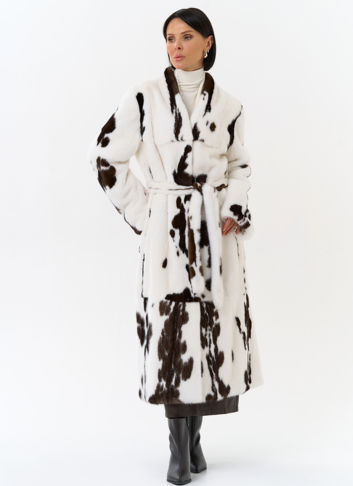 Шуба из меха норки в расцветке "ягуар"