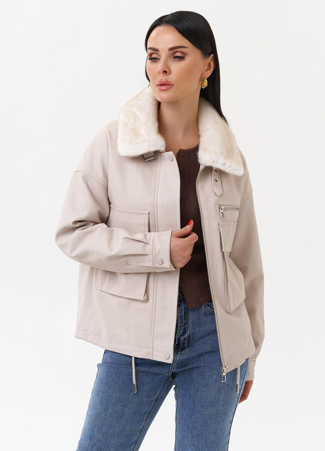 Куртка весенняя из искусственной кожи  модель № 2181 универмаг малина