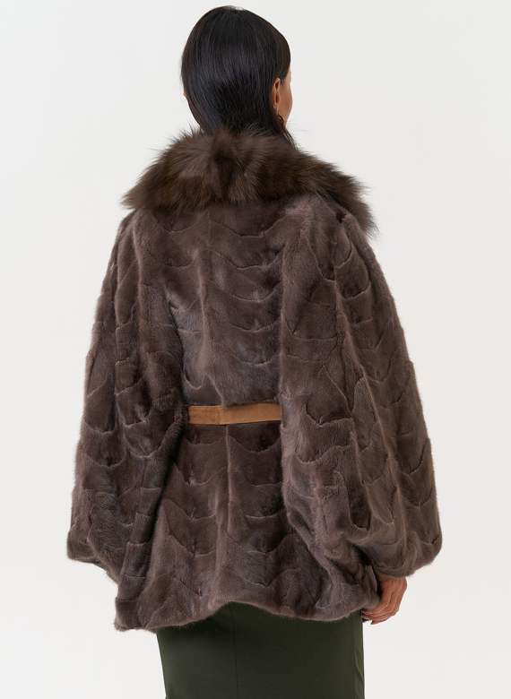 Норковая шуба с отделкой из лисы