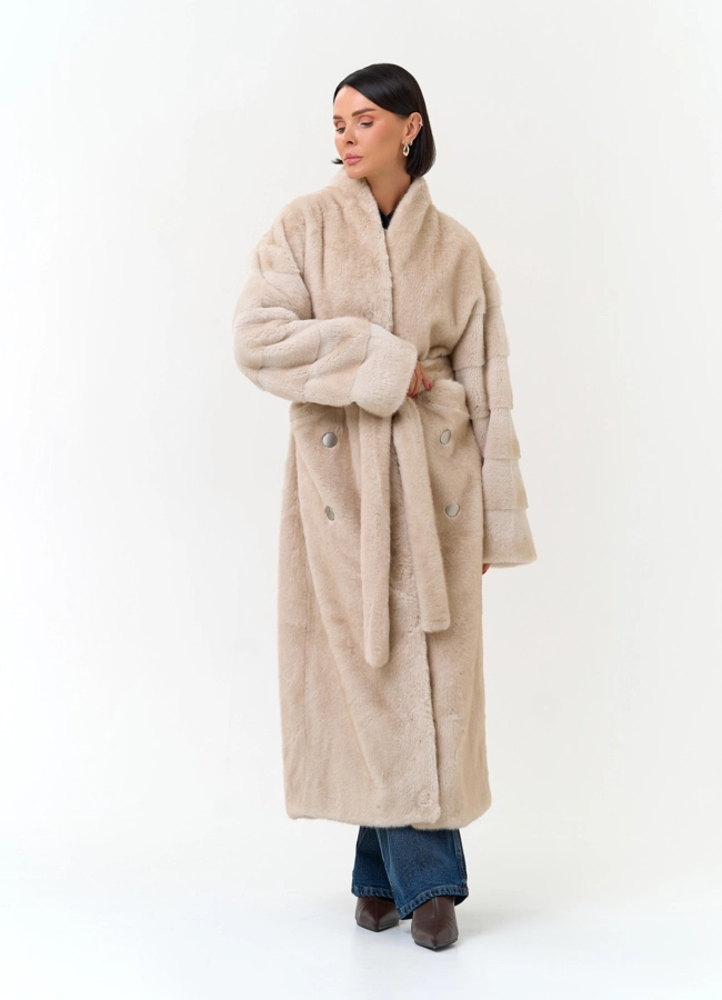 Женское пальто из эко меха модель № 33877 универмаг малина