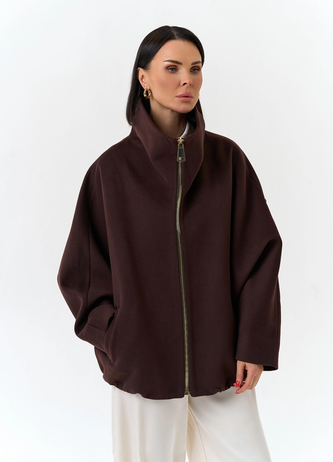 Женское укороченное пальто с высоким воротником модель № 32557 универмаг малина