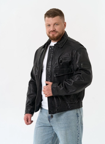 Мужская куртка бомбер из натуральной кожи фото