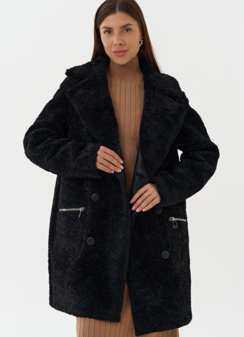 Женская двухсторонняя дубленка из эко кожи