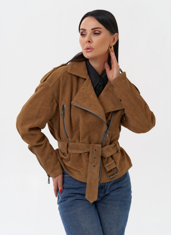 Куртка из замши с поясом