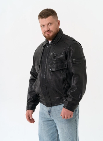 Мужская куртка бомбер из натуральной кожи фото