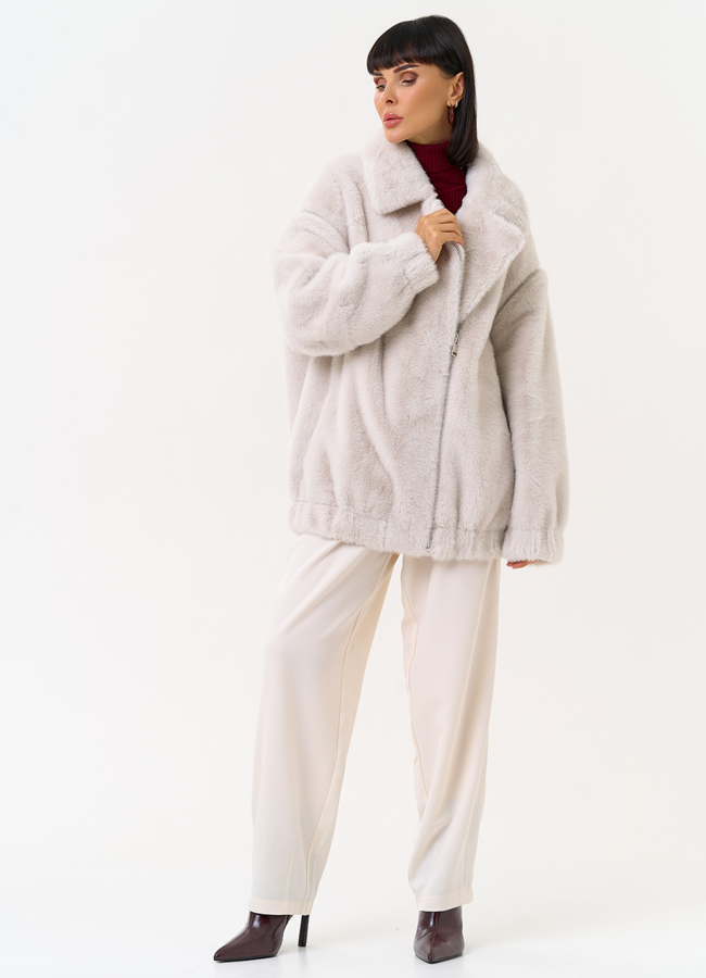 Женский бомбер из эко меха со съемными рукавами модель № 31276 в рассрочку