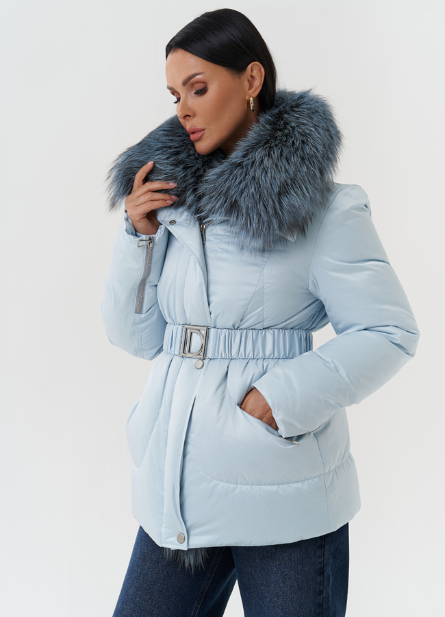 Пуховик с мехом чернобурки модель № 28573 в рассрочку