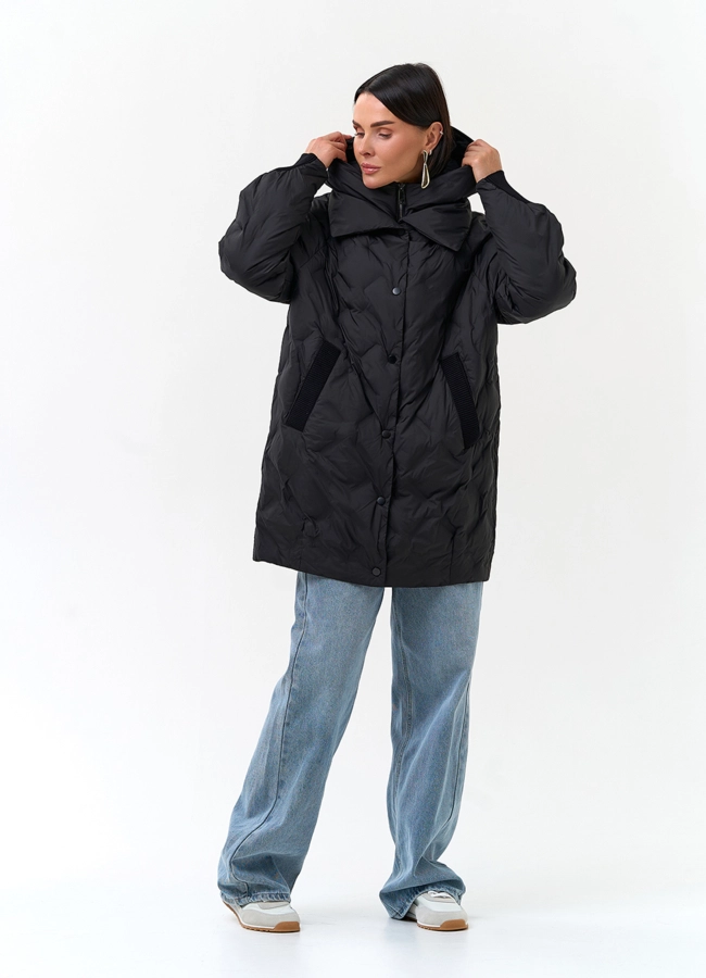 Удлиненная куртка с капюшоном модель № 33792 универмаг малина