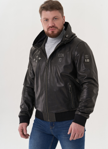 Мужская кожаная куртка "бомбер"