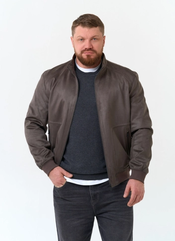 Мужская куртка бомбер из эко замши фото