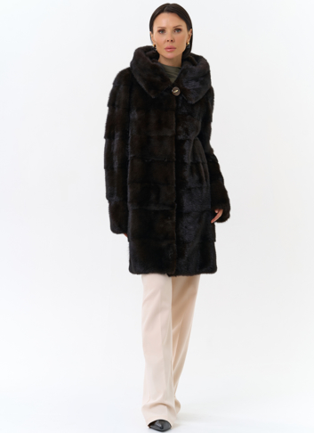 Норковая шуба с капюшоном