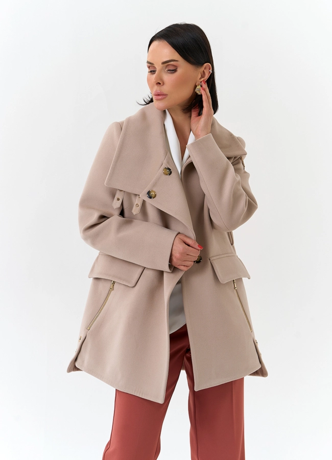 Женское укороченное пальто с воротником стойкой модель № 32552 универмаг малина
