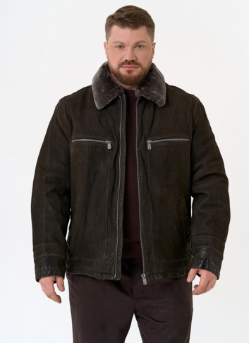 Куртка из натуральной кожи с отделкой из овчины