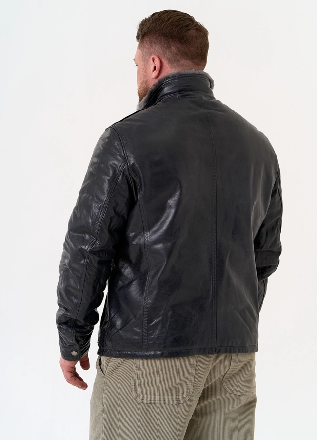 Куртка из натуральной кожи с воротником стойкой модель № 31656 в кредит